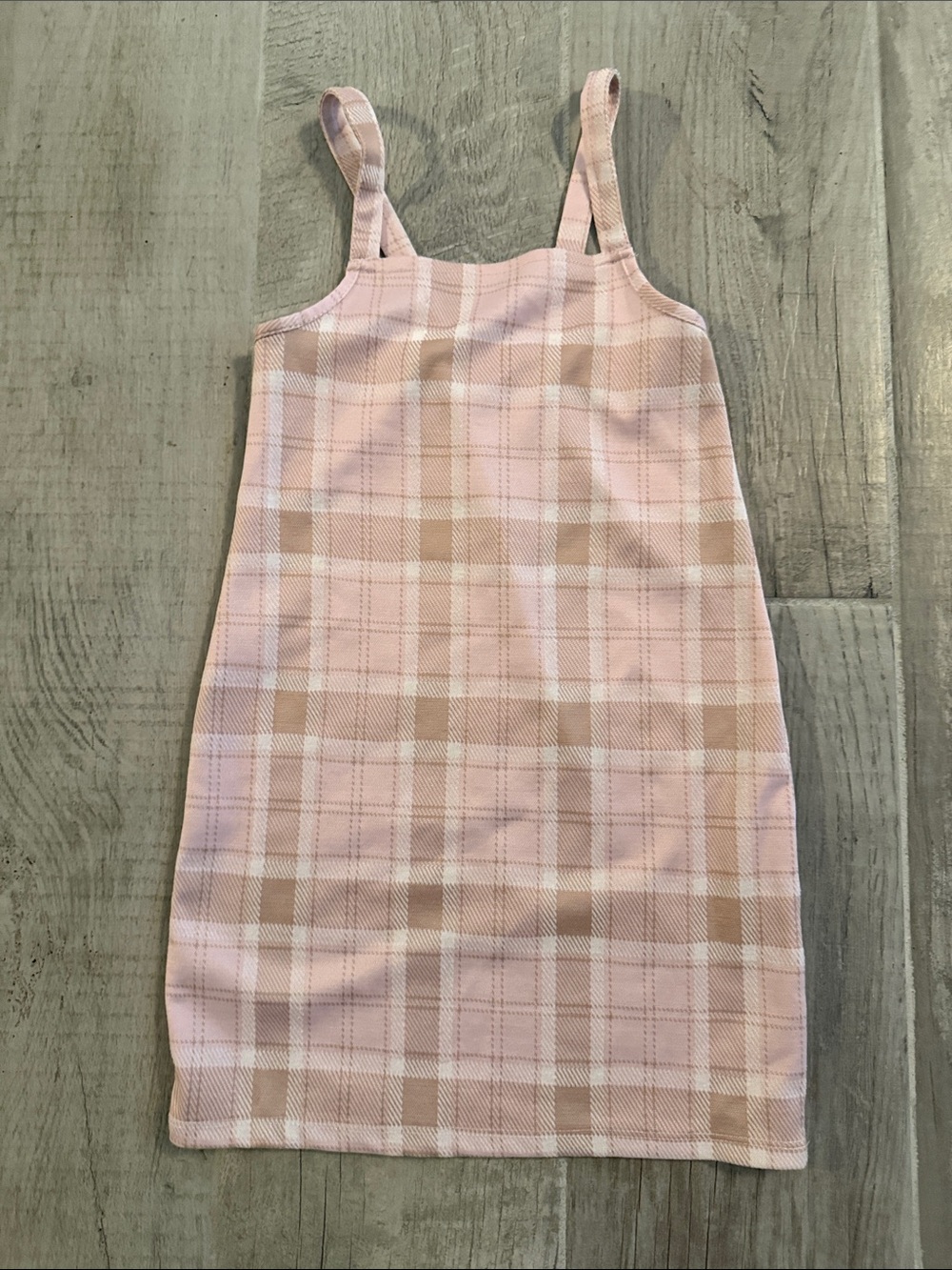 Girls Pink Plaid Strappy Summer Dress